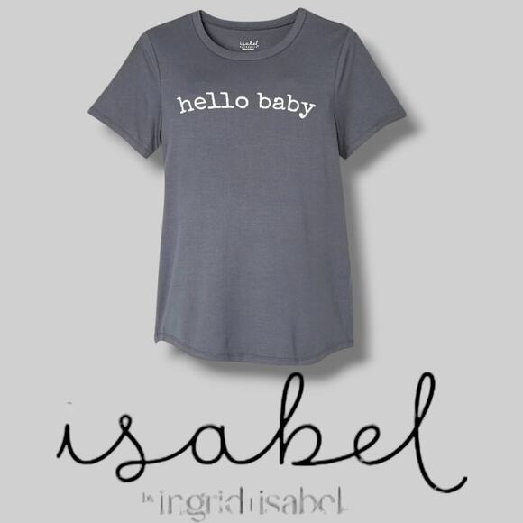 Isabel Maternity by Ingrid & Isabel Gray “Hello Baby” Womens XS Short Sleeve Top - Picture 5 of 7